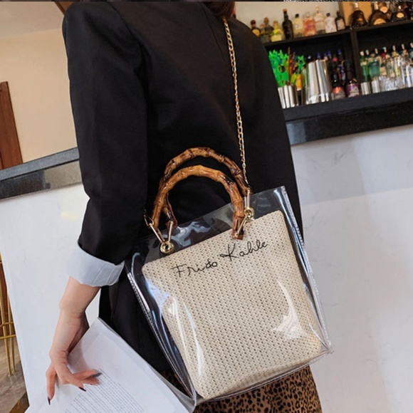 C'est la Vie Soho Bamboo Strap Straw Handbag - Picture 2 of 8